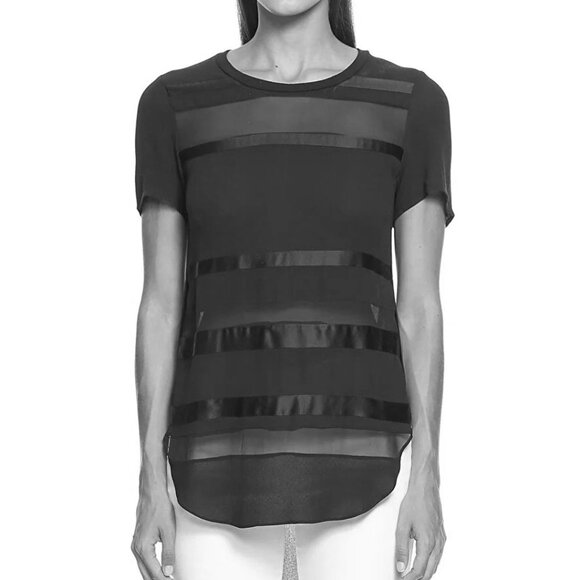 3.1 Phillip Lim Silk Ribbon-Front T-Shirt Blouse - Picture 1 of 11
